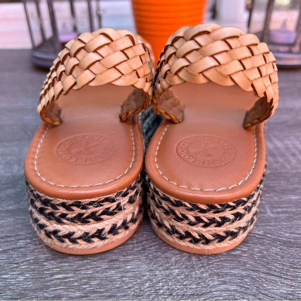 Woven Penelope Chilvers Leather Plaited Espadrilles Garnet Hill Platform Sandals - Picture 5 of 7